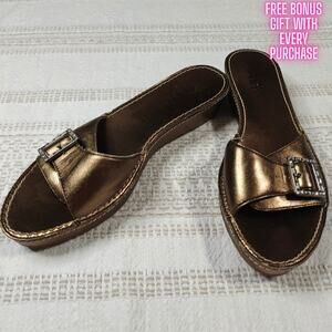 Franco Sarto Gold Leather Slide Sandals Size 8M used